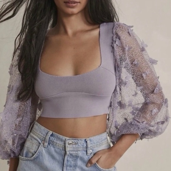 Free People Tops - Free People Flutter By Butterfly Lilac Crop Top